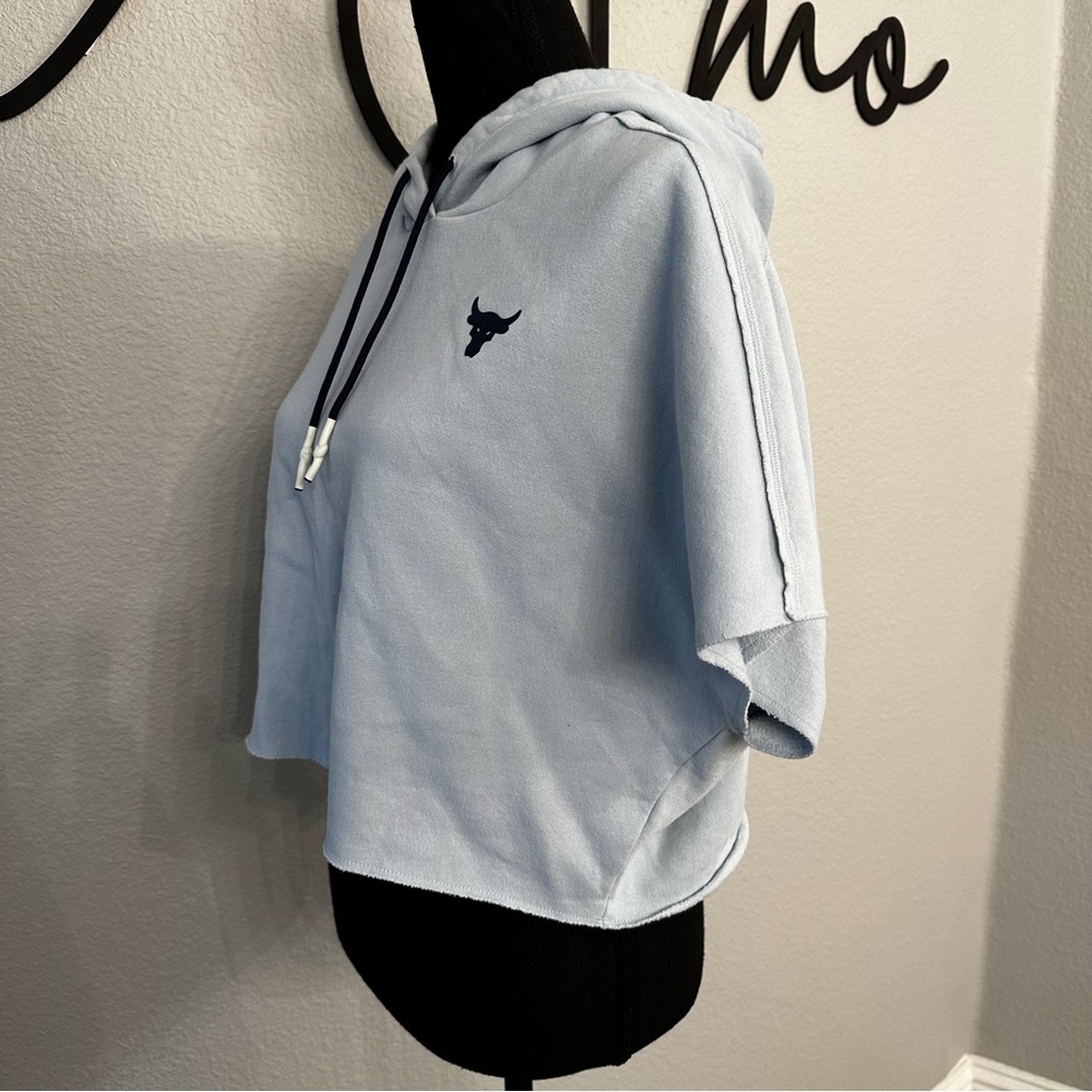 Under Armour project rock short sleeve hoodie blue small - Picture 3 of 7